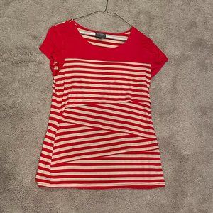 Milk Nursingwear Striped T-Shirt Red and Cream - M